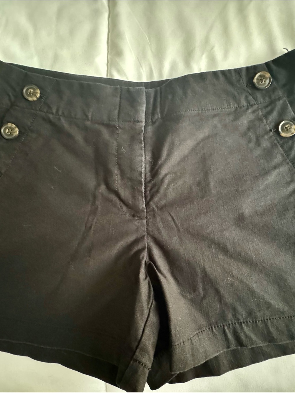 LOFT Black High-Waist Button-Detail Shorts